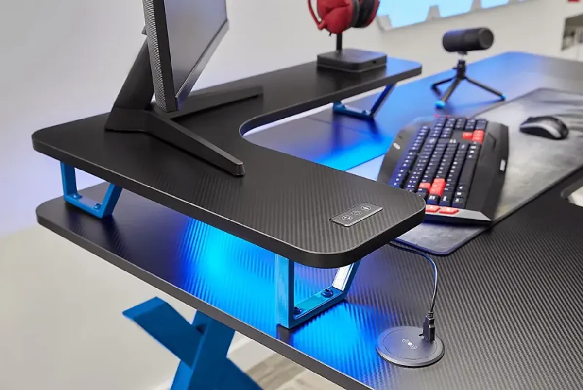 Kids Sound Trek Blue L-Shaped Gaming Desk