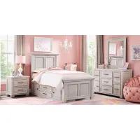 Kids Canyon Lake Ash Gray 5 Pc Twin Panel Bedroom with 2 Storage Side Rails