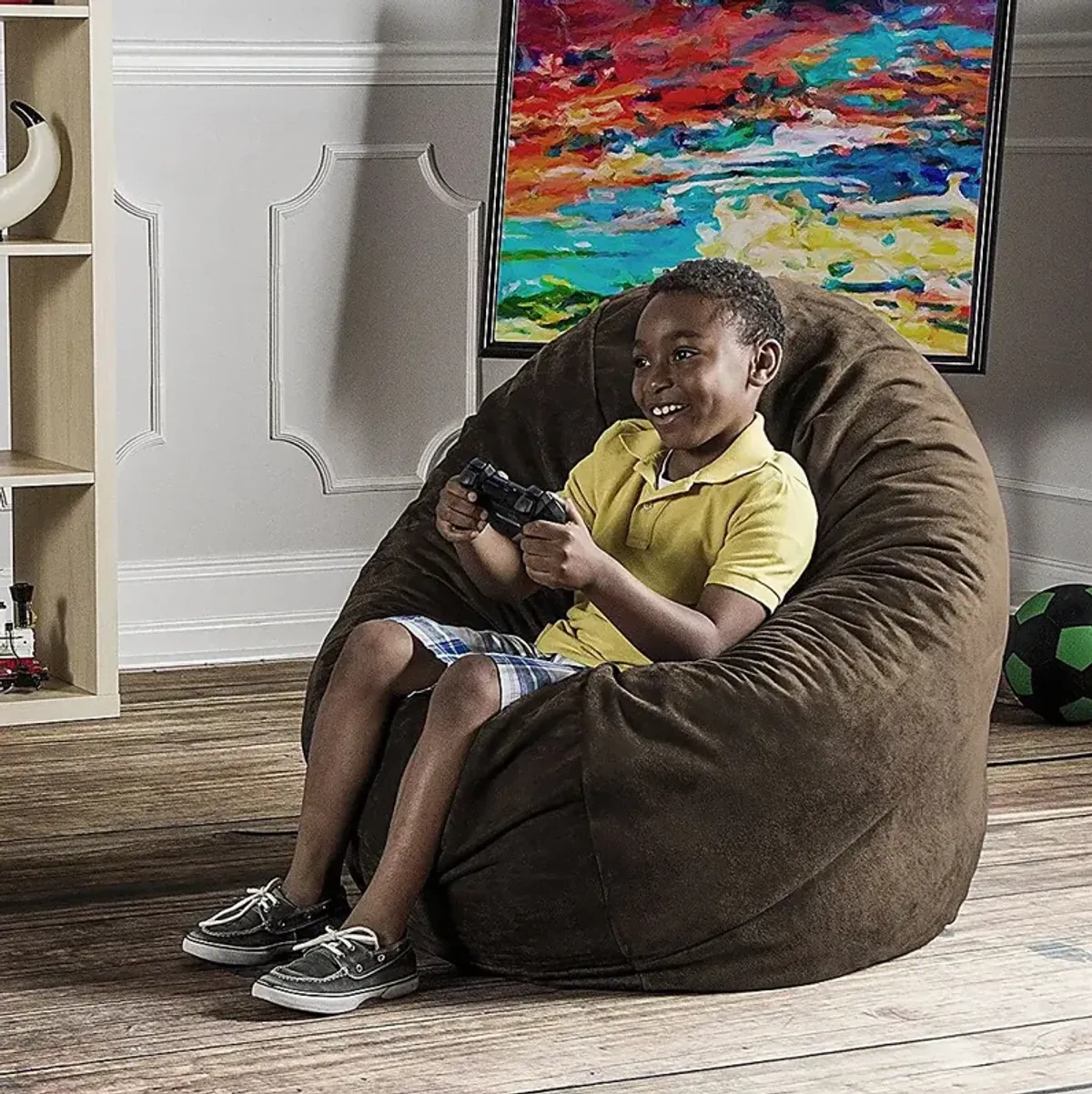 Kids Calix Brown Bean Bag Chair