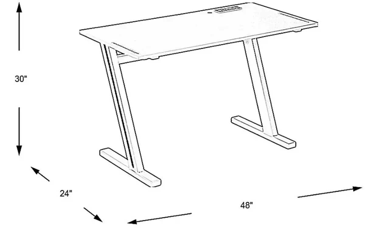 Kids Carbon Optix Black Computer Desk with LED Lights