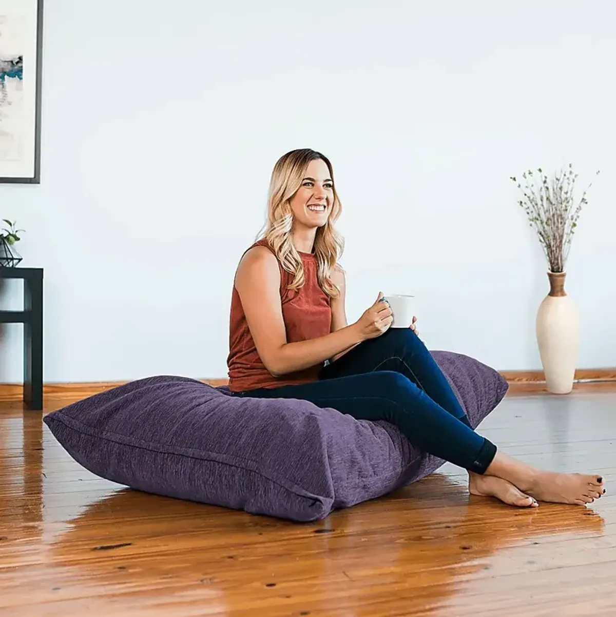 Kids Kimmy Purple Bean Bag Chair and Floor Pillow