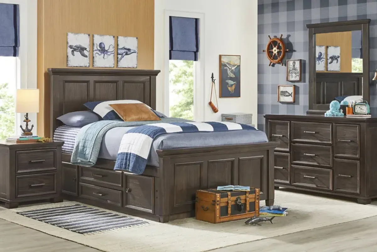 Kids Canyon Lake Java Full Panel Bedroom with Storage Side Rail