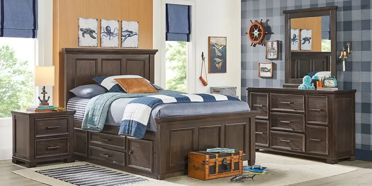 Kids Canyon Lake Java 5 Pc Full Panel Bedroom with Storage Side Rail