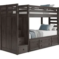 Kids Creekside 2.0 Charcoal Twin/Twin Step Bunk Bed with Storage Side Rail