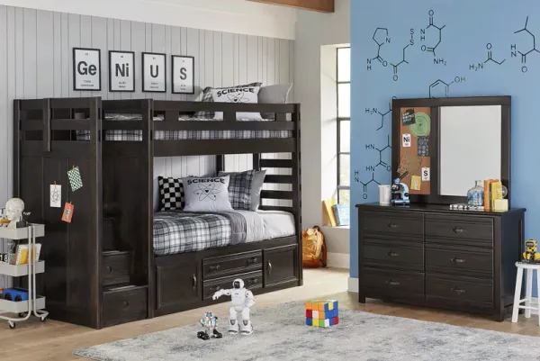 Kids Creekside 2.0 Charcoal Twin/Twin Step Bunk Bed with Storage Side Rail