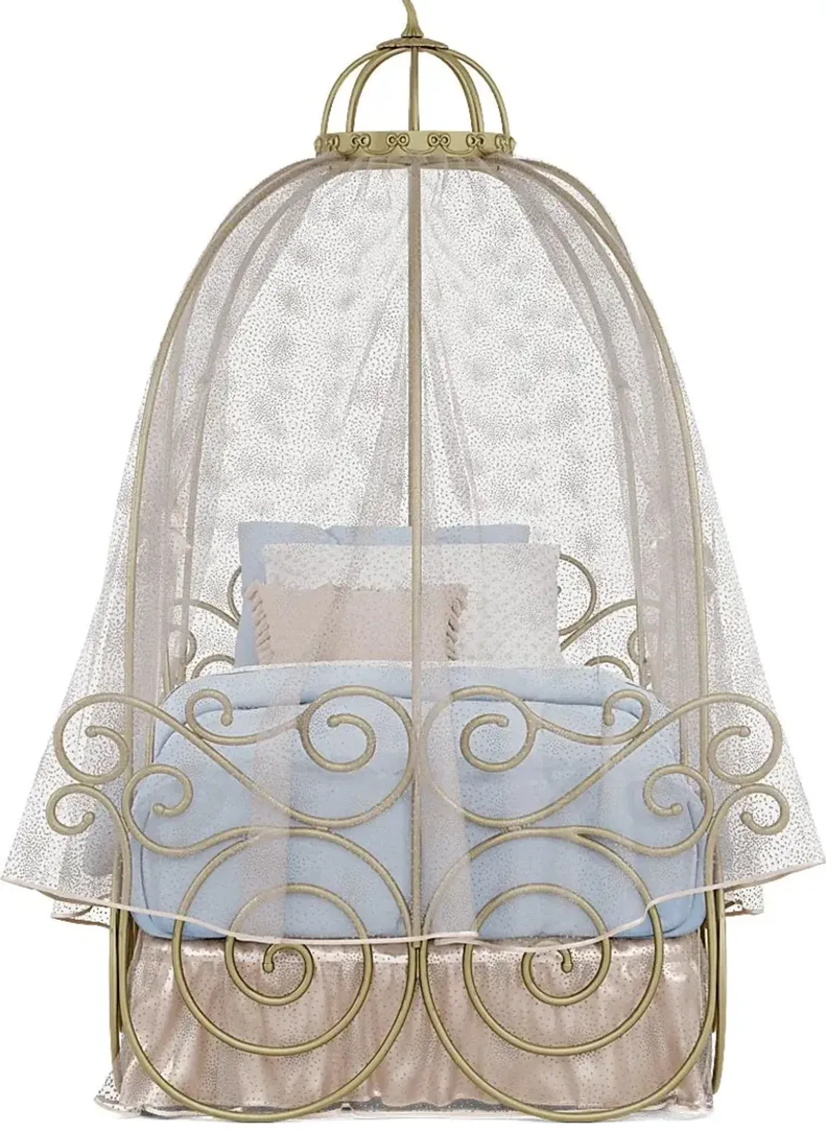 Disney Princess Royal Gold Twin Carriage Bed with Pink Canopy and Bed Skirt