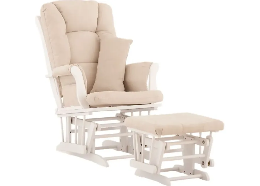 Nursery Stork Craft Tuscany Glider and Ottoman - White/Beige