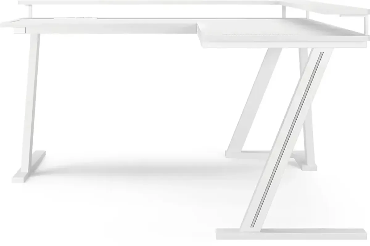 Kids Carbon Optix White L-Shaped Computer Desk with LED Lights