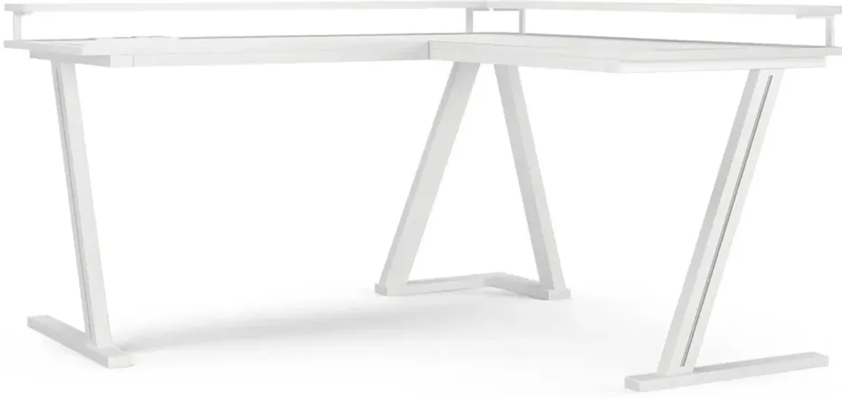 Kids Carbon Optix White L-Shaped Computer Desk with LED Lights