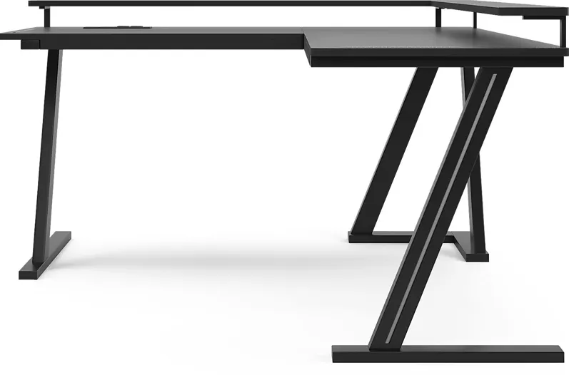 Kids Carbon Optix Black L-Shaped Computer Desk with LED Lights