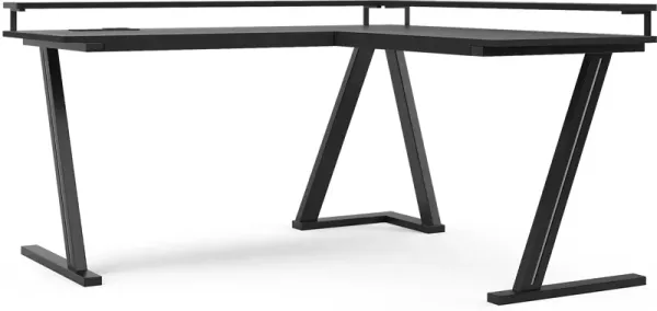 Kids Carbon Optix Black L-Shaped Computer Desk with LED Lights
