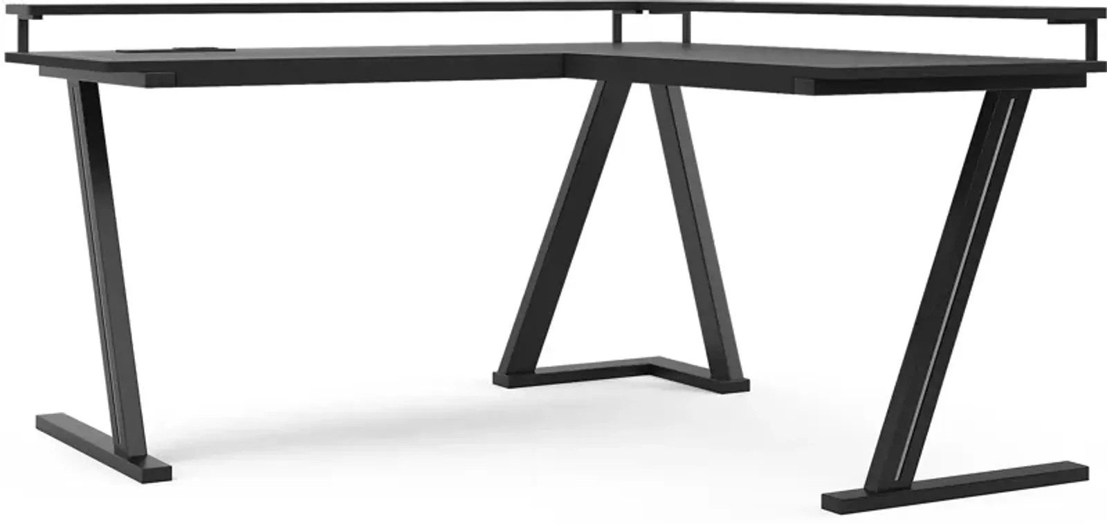 Kids Carbon Optix Black L-Shaped Computer Desk with LED Lights