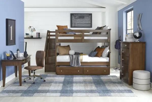 Kids Santa Cruz Brown Cherry Full/Full Step Bunk Bedroom