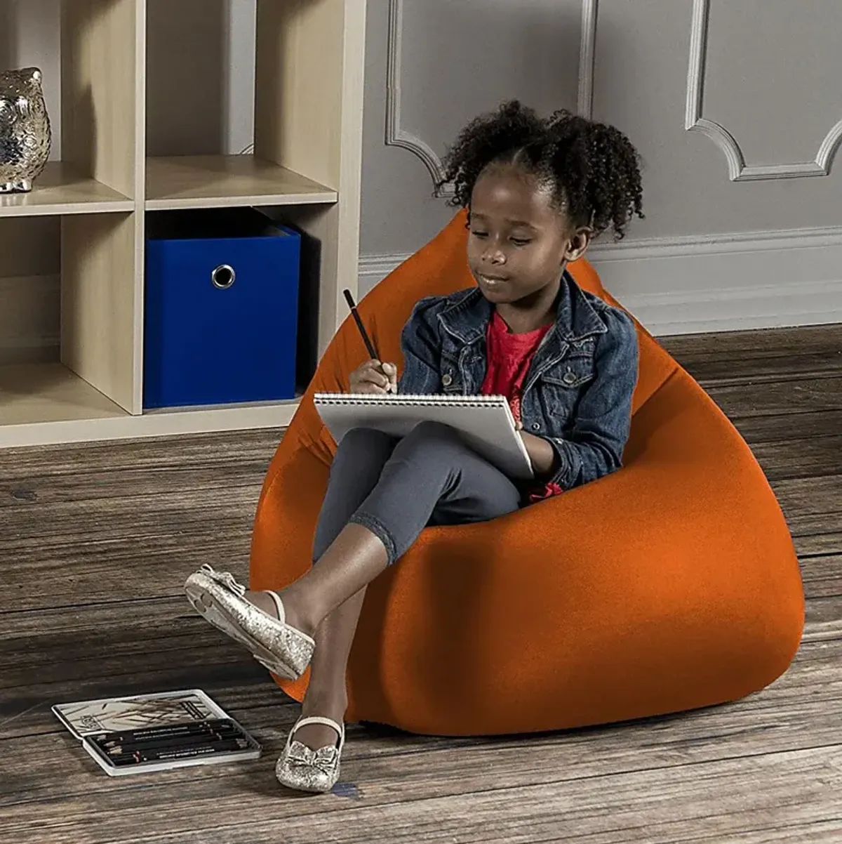 Kids Cloud Nest Small Orange Bean Bag Chair