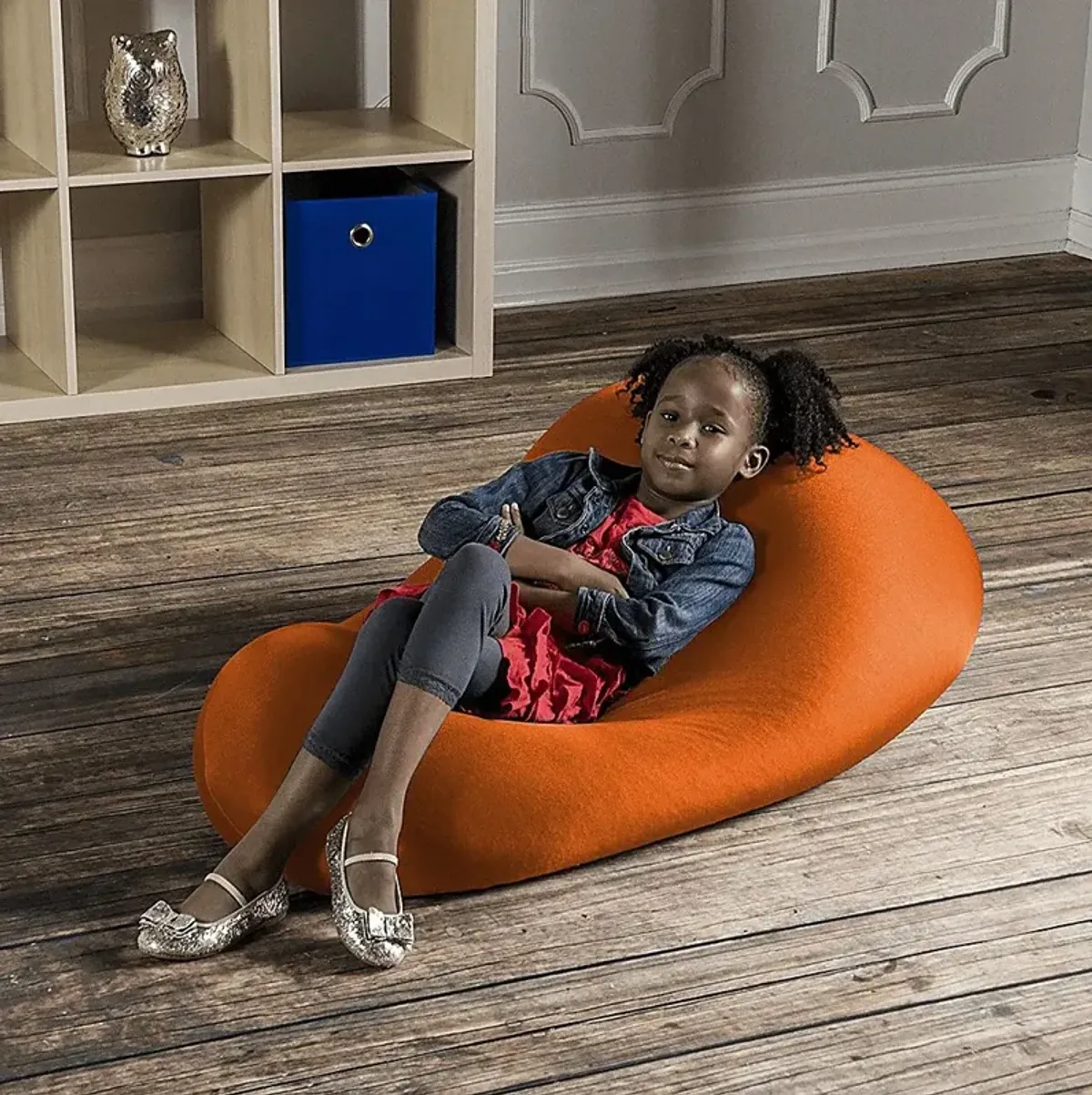 Kids Cloud Nest Small Orange Bean Bag Chair