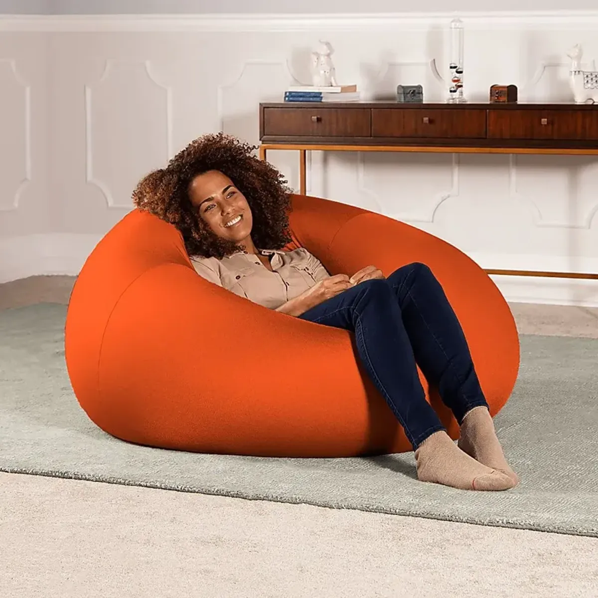 Kids Cloud Nest Large Orange Bean Bag Chair