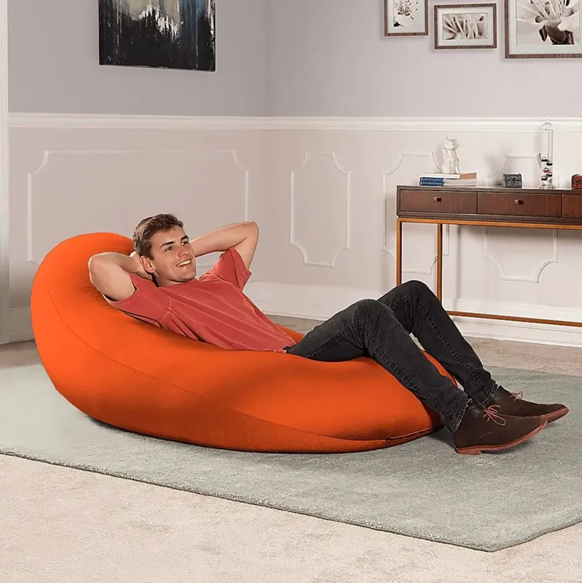 Kids Cloud Nest Large Orange Bean Bag Chair