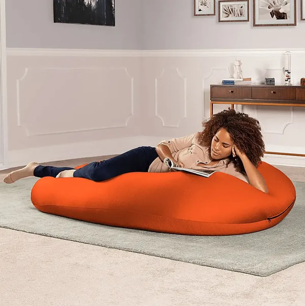 Kids Cloud Nest Large Orange Bean Bag Chair