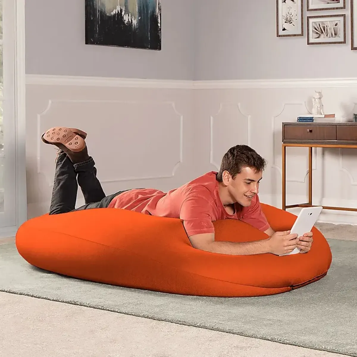 Kids Cloud Nest Large Orange Bean Bag Chair