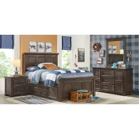 Kids Canyon Lake Java 6 Pc Full Panel Bedroom with Storage Side Rail and Trundle