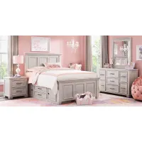 Kids Canyon Lake Ash Gray 6 Pc Full Panel Bedroom with Storage Side Rail and Trundle