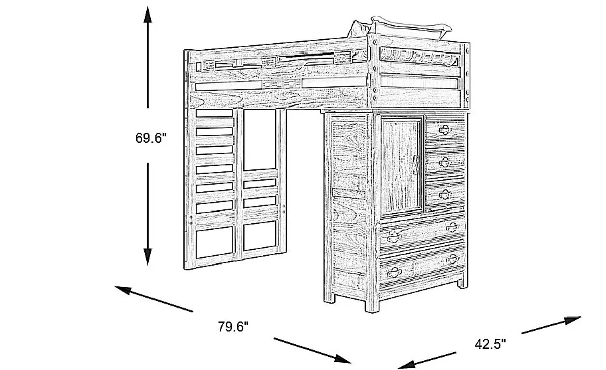 Kids Creekside 2.0 Charcoal Twin Loft with Chest