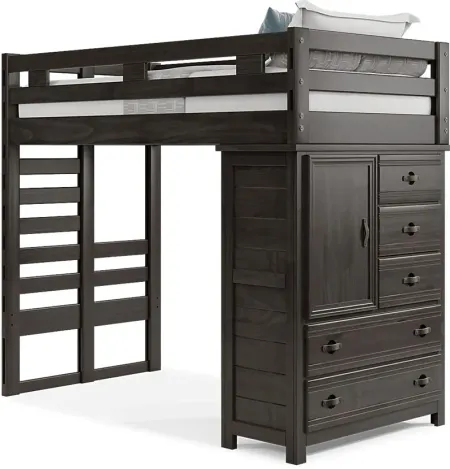 Kids Creekside 2.0 Charcoal Twin Loft with Chest