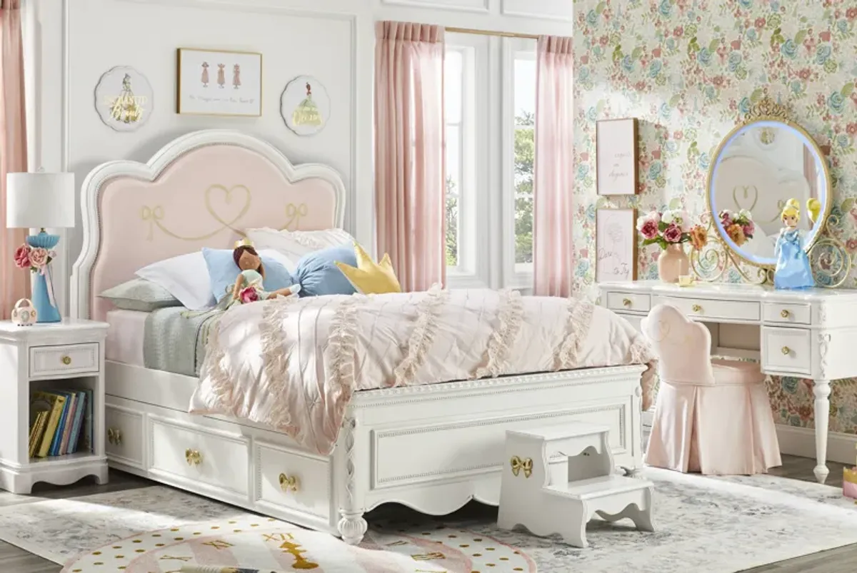 Disney Princess Sparkle White Full Upholstered Panel Bedroom