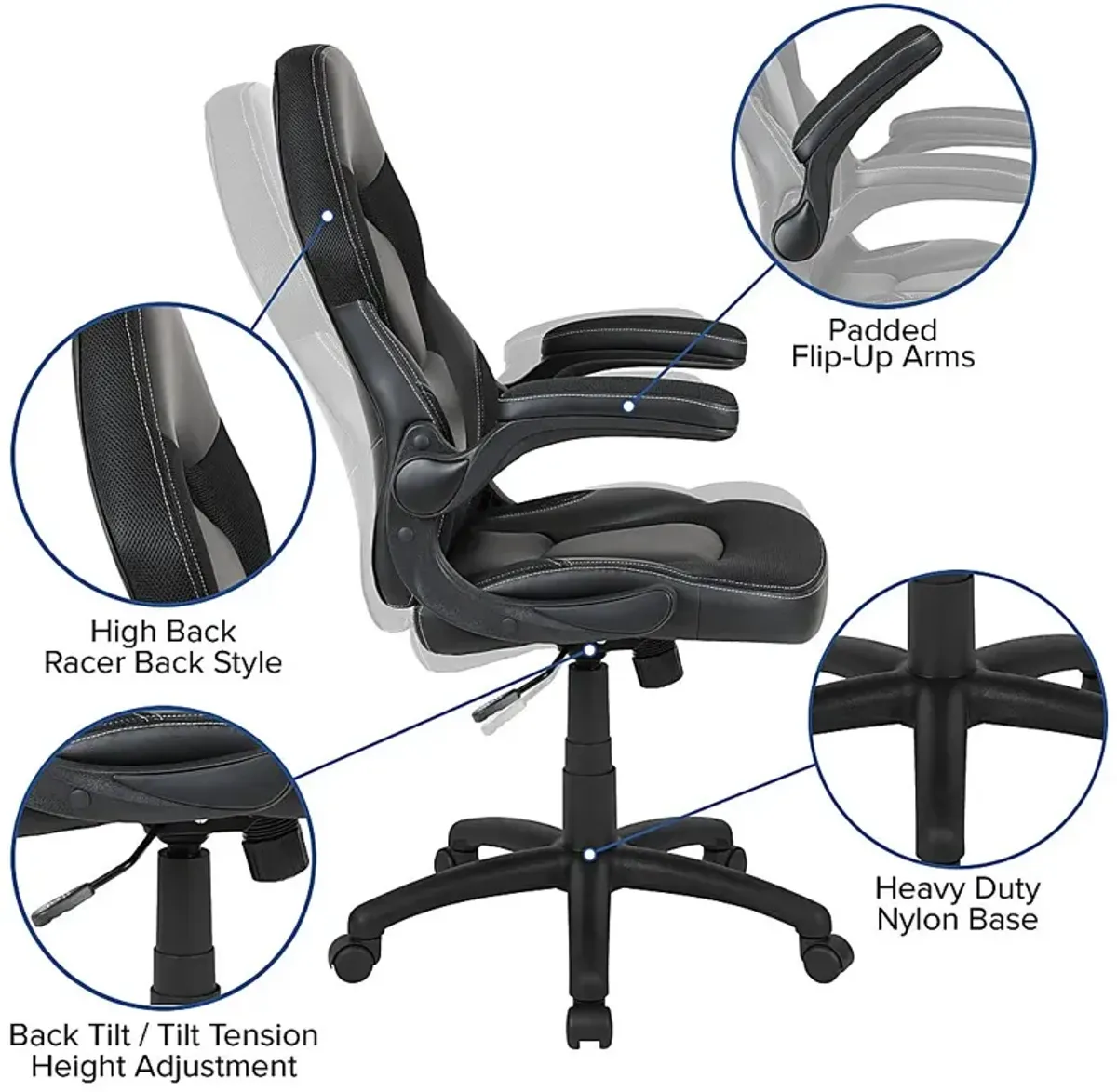 Tournne Black Office Gaming Chair