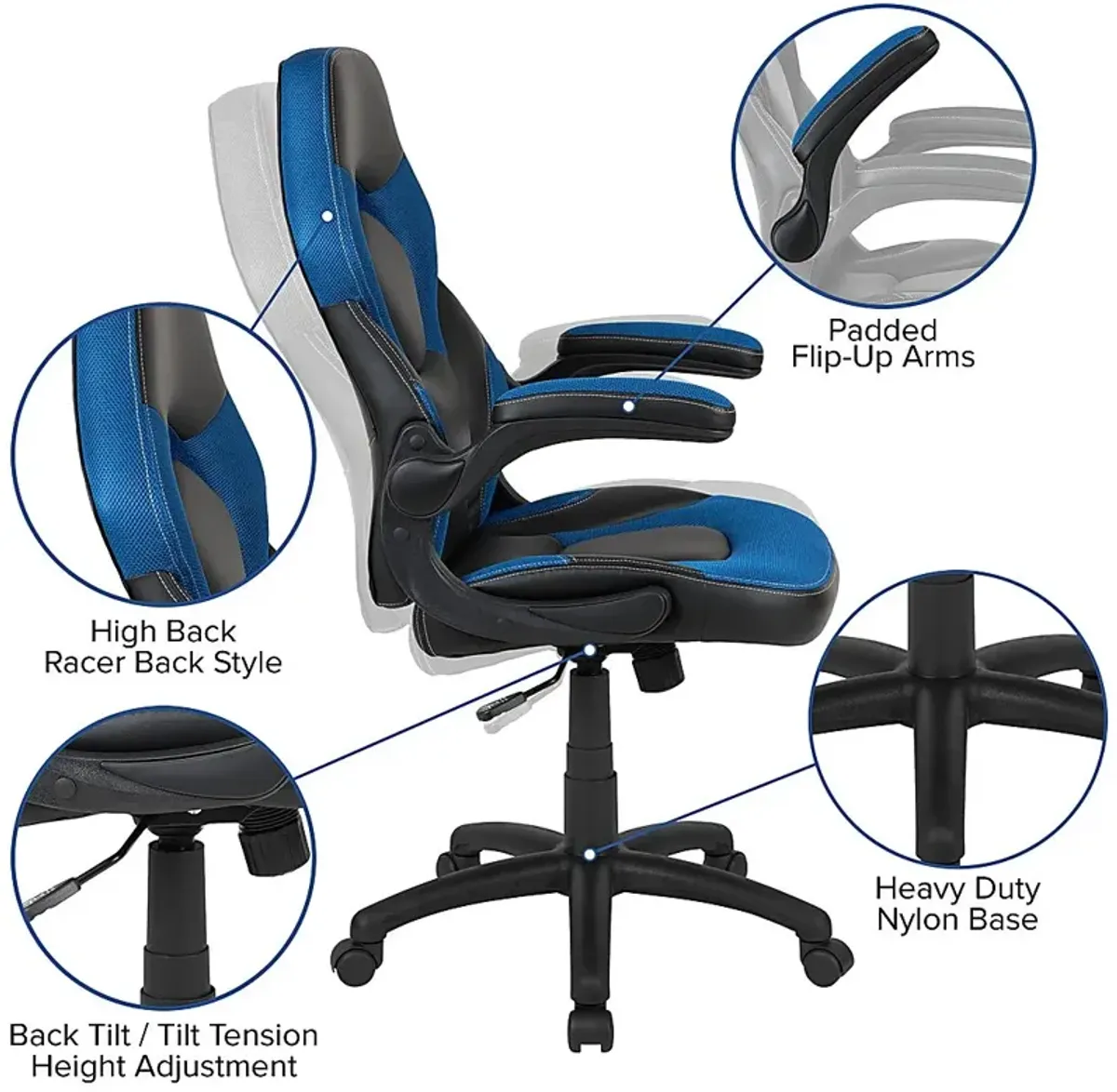 Tournne Blue Office Gaming Chair