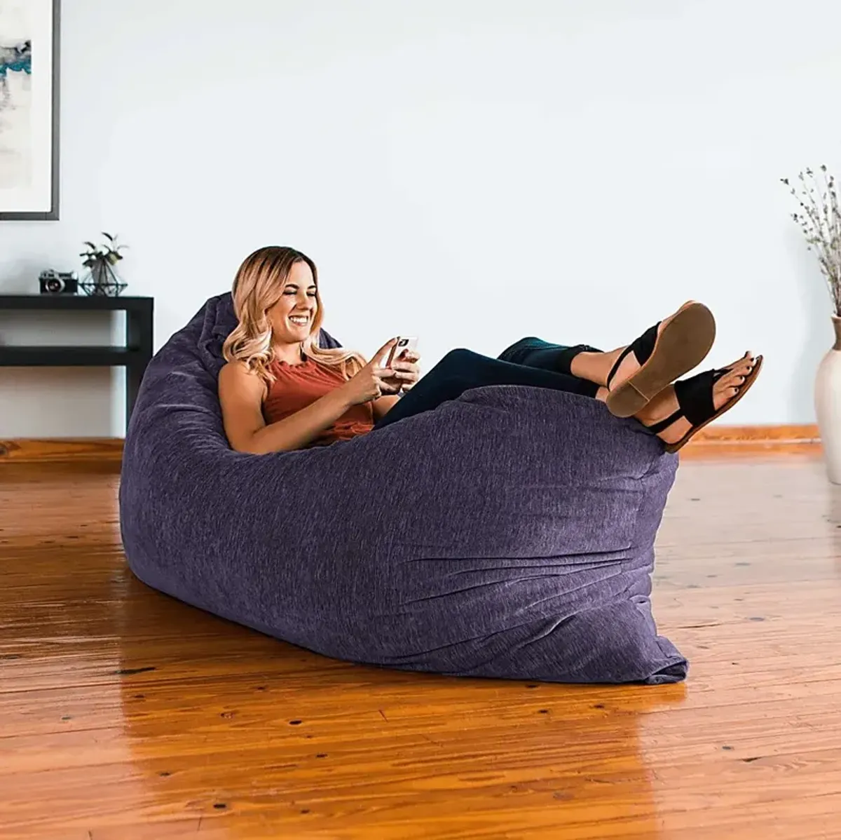 Kids Kimmy Purple Large Bean Bag Chair and Floor Pillow