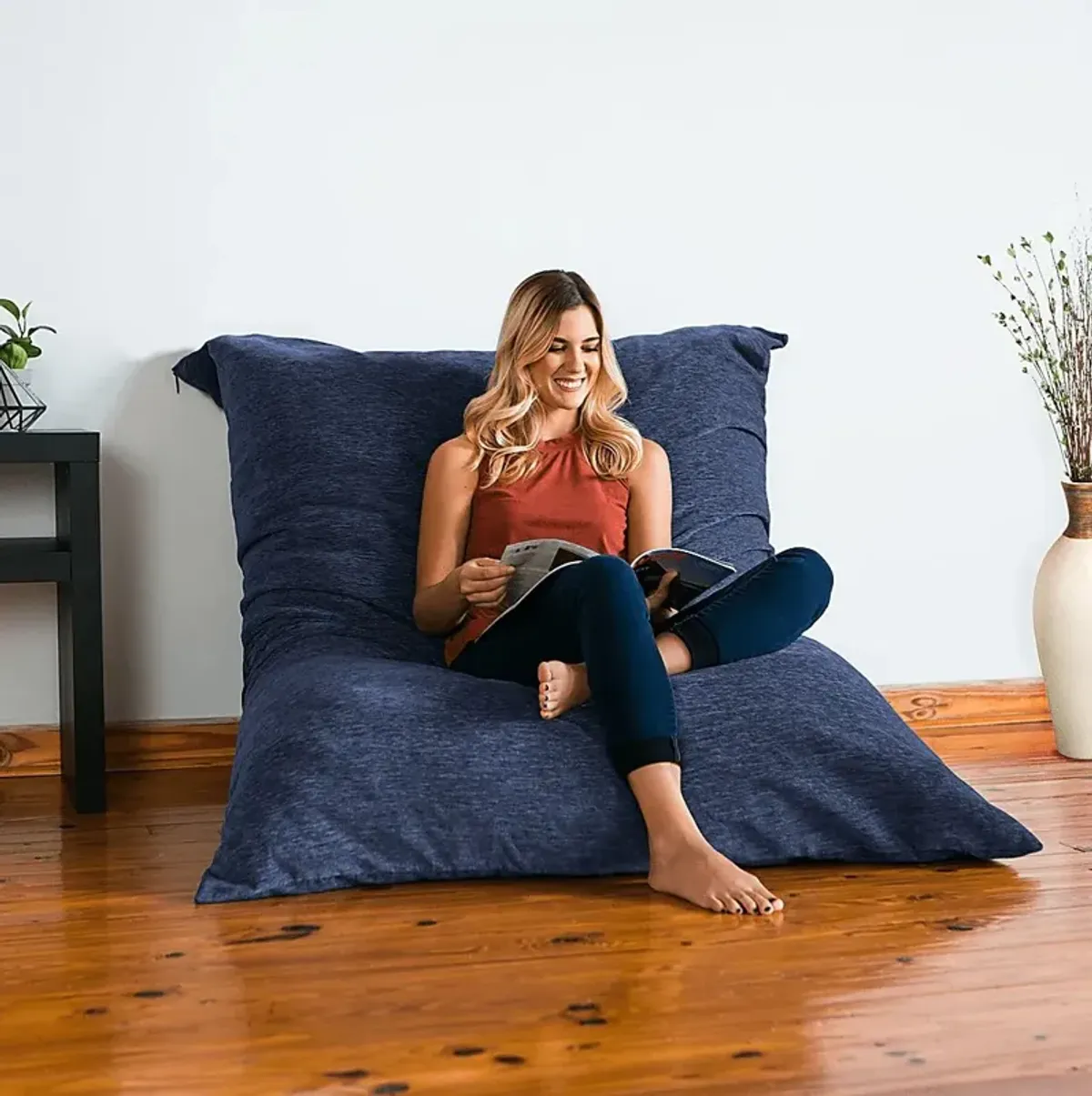 Kids Kimmy Navy Large Bean Bag Chair and Floor Pillow