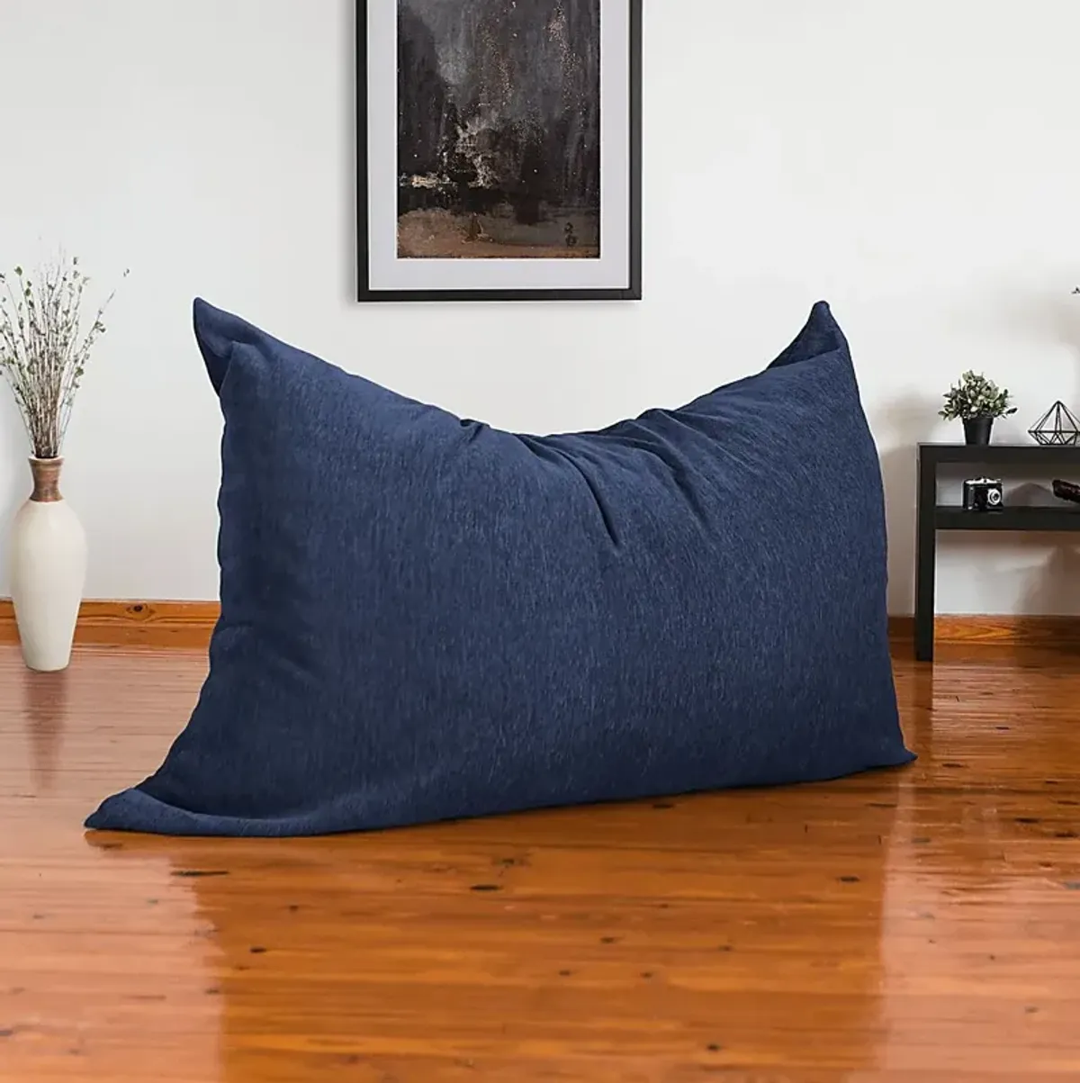 Kids Kimmy Navy Large Bean Bag Chair and Floor Pillow