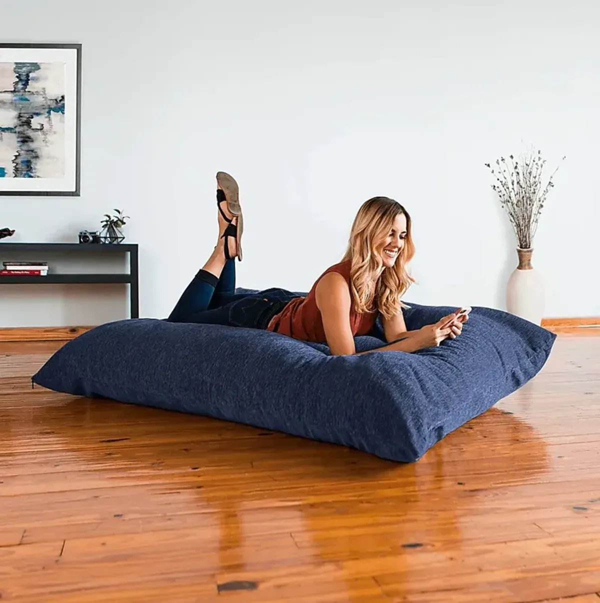 Kids Kimmy Navy Large Bean Bag Chair and Floor Pillow