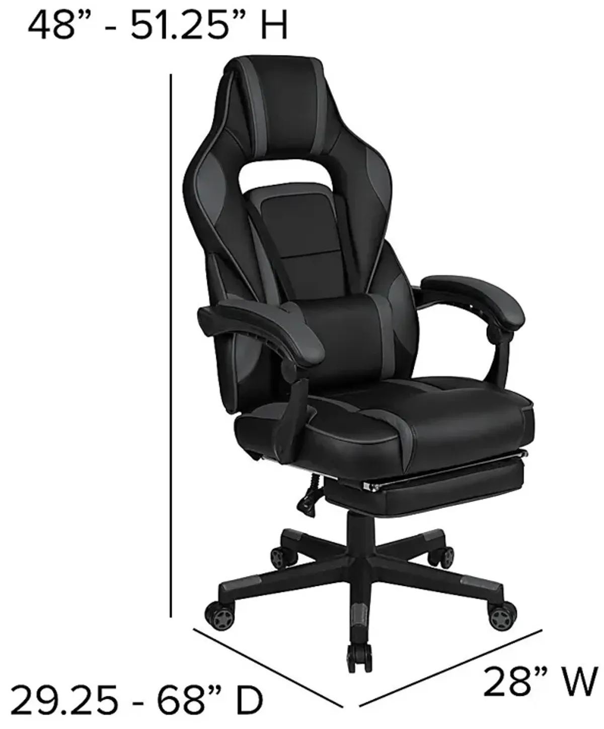 Exfor Gray Ergonomic PC Gaming Chair with Footrest