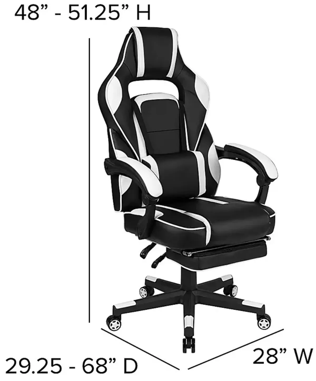 Exfor White Ergonomic PC Gaming Chair with Footrest