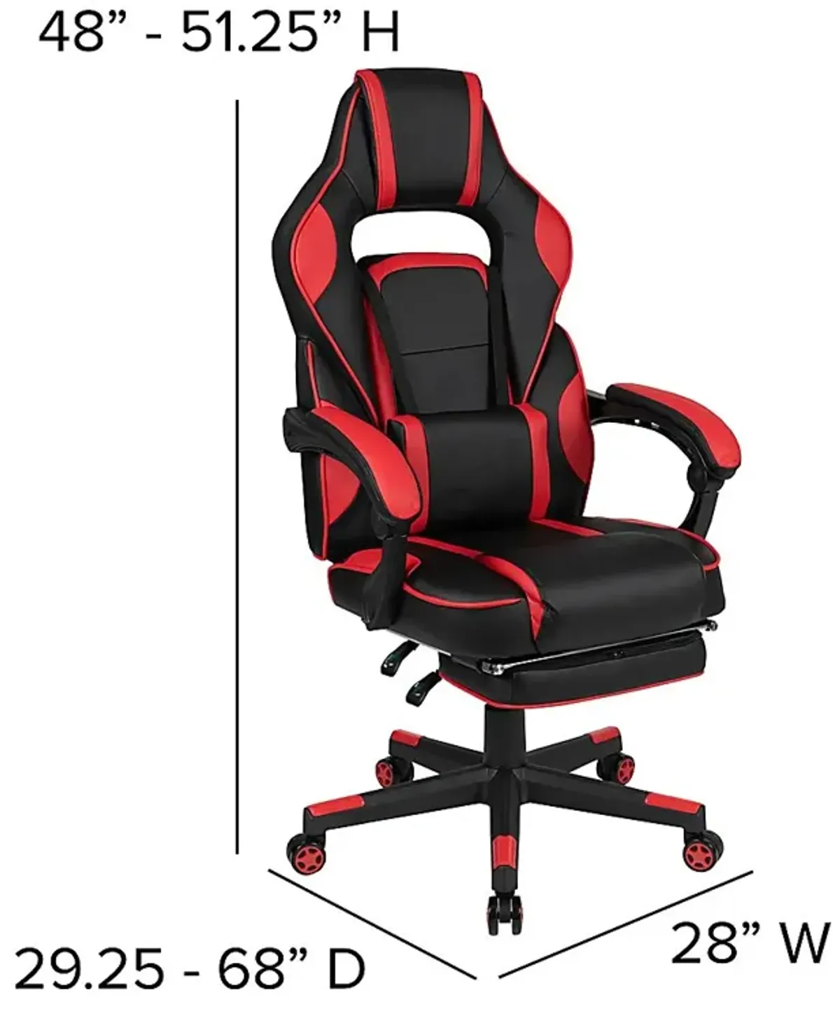 Exfor Red Ergonomic PC Gaming Chair with Footrest