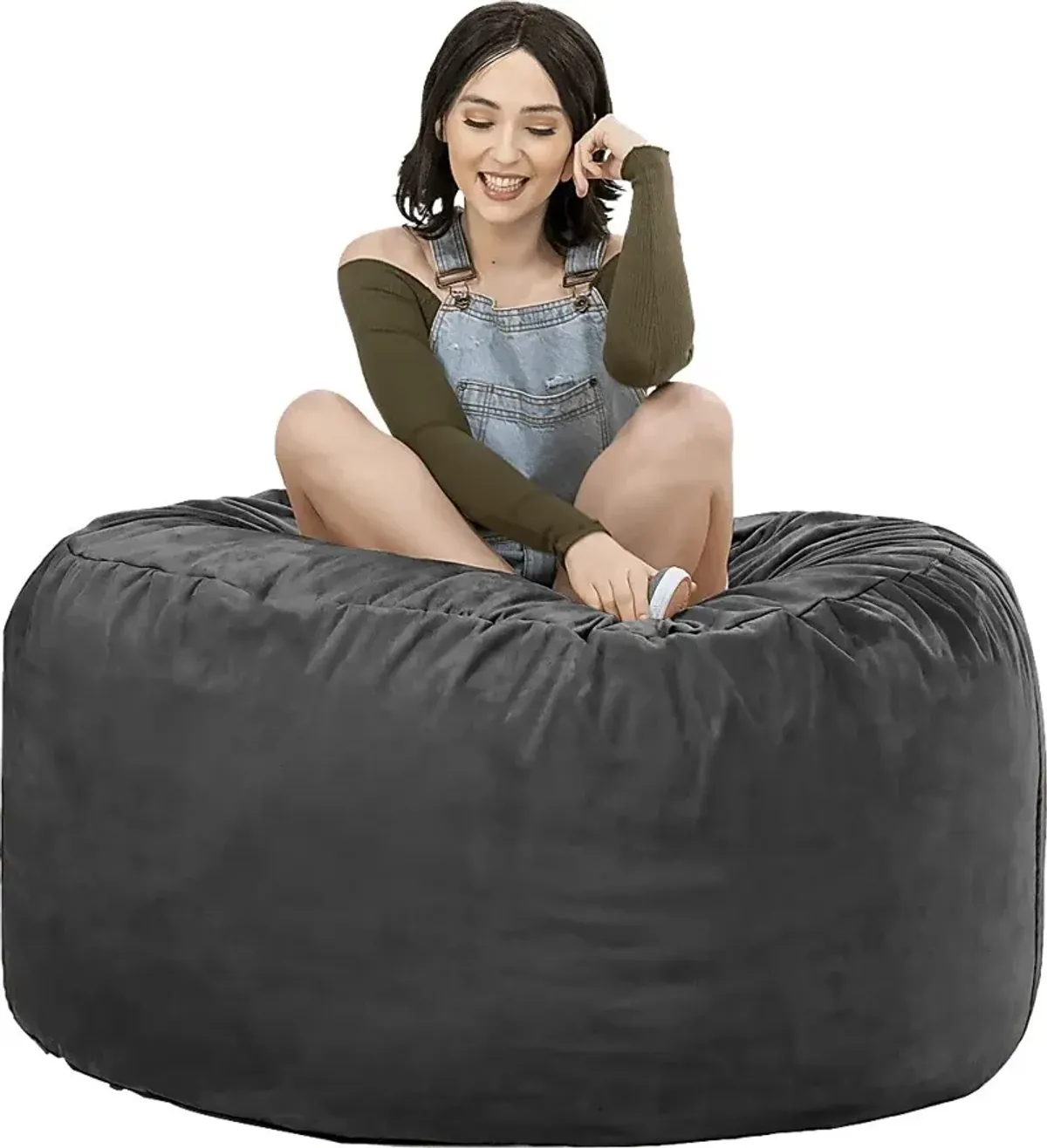 Kids Marshmellow Black Bean Bag Chair