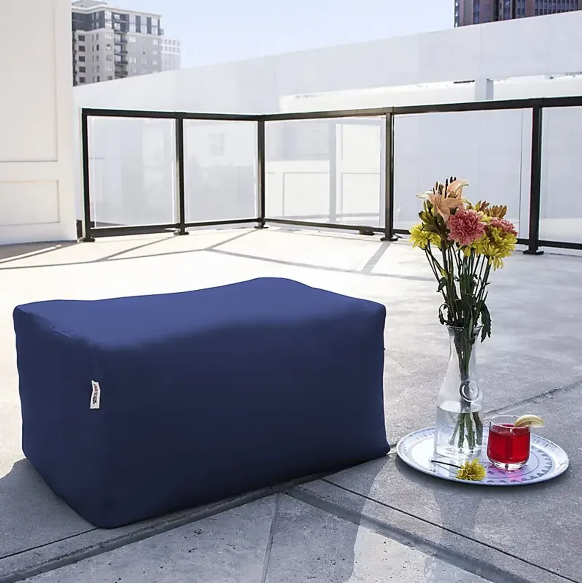 Kids Chatty Garden Navy Indoor/Outdoor Ottoman