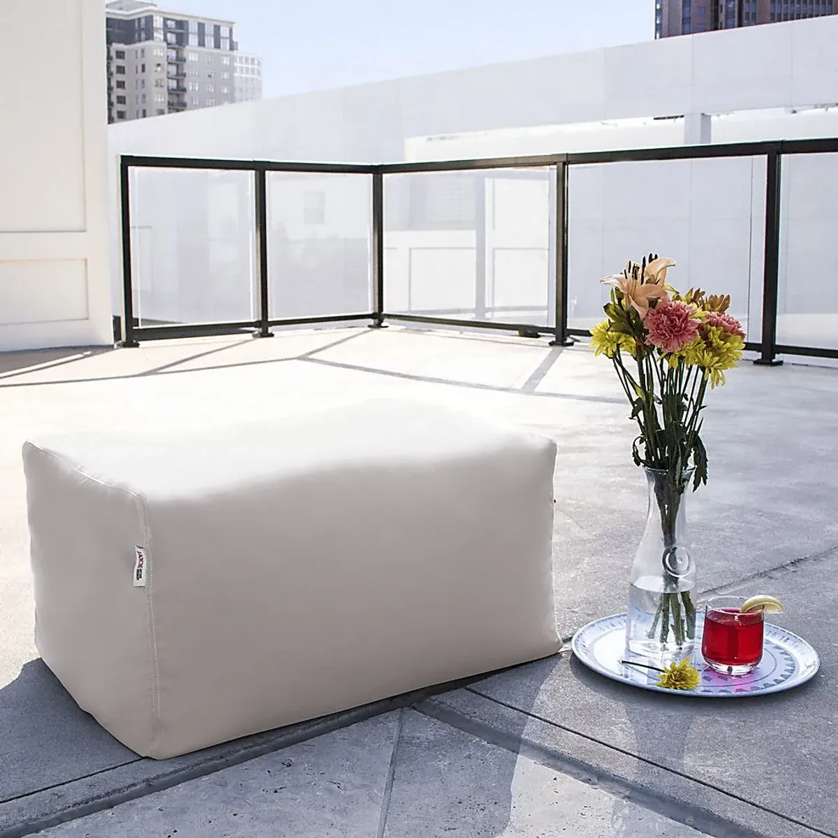 Kids Chatty Garden White Indoor/Outdoor Ottoman