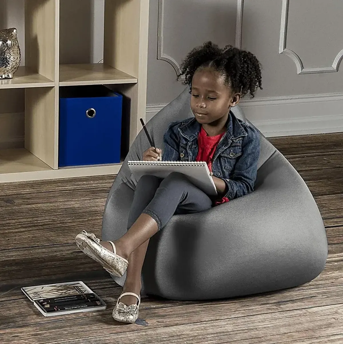 Kids Cloud Nest Small Silver Bean Bag Chair