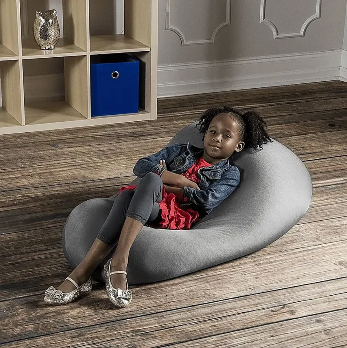 Kids Cloud Nest Small Silver Bean Bag Chair