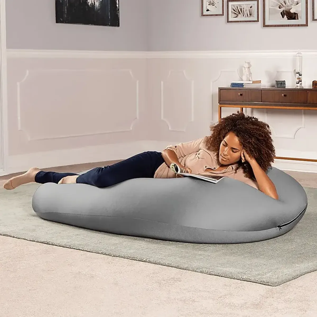 Kids Cloud Nest Large Silver Bean Bag Chair