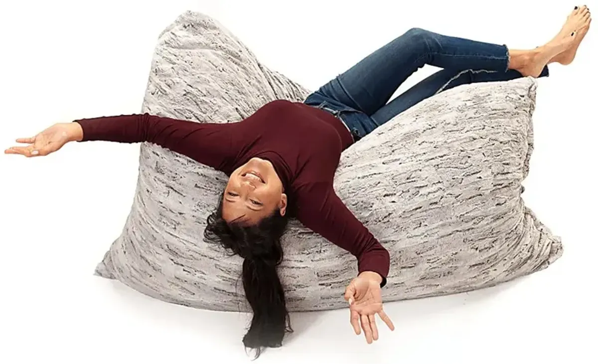 Kids Winter Dream Silver Large Faux Fur Floor Pillow