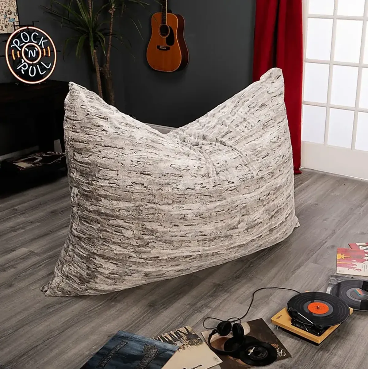 Kids Winter Dream Silver Large Faux Fur Floor Pillow