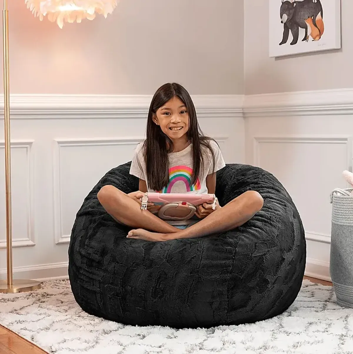 Kids Cushy Cloud Black Bean Bag Chair