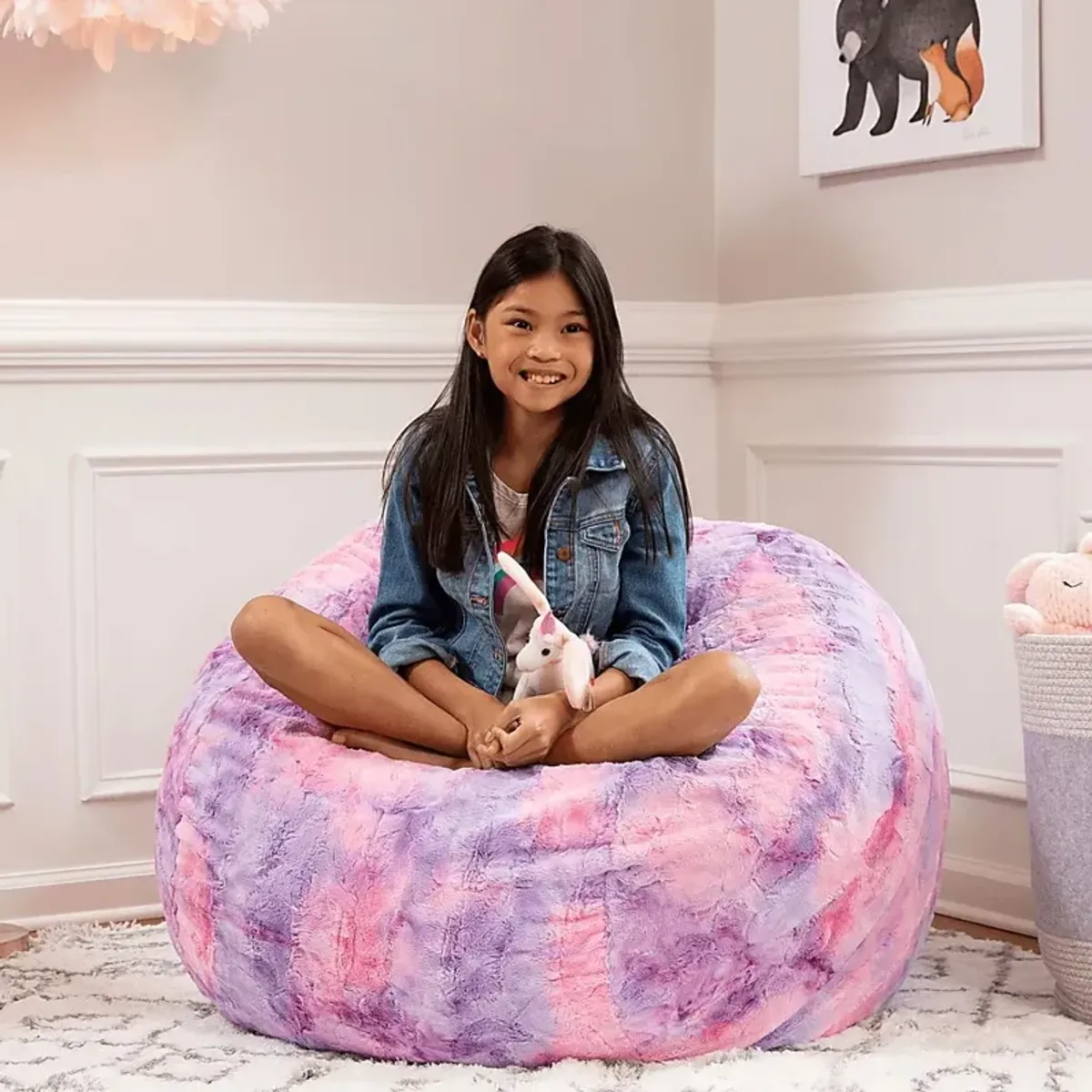 Kids Cushy Cloud Unicorn Pink Bean Bag Chair