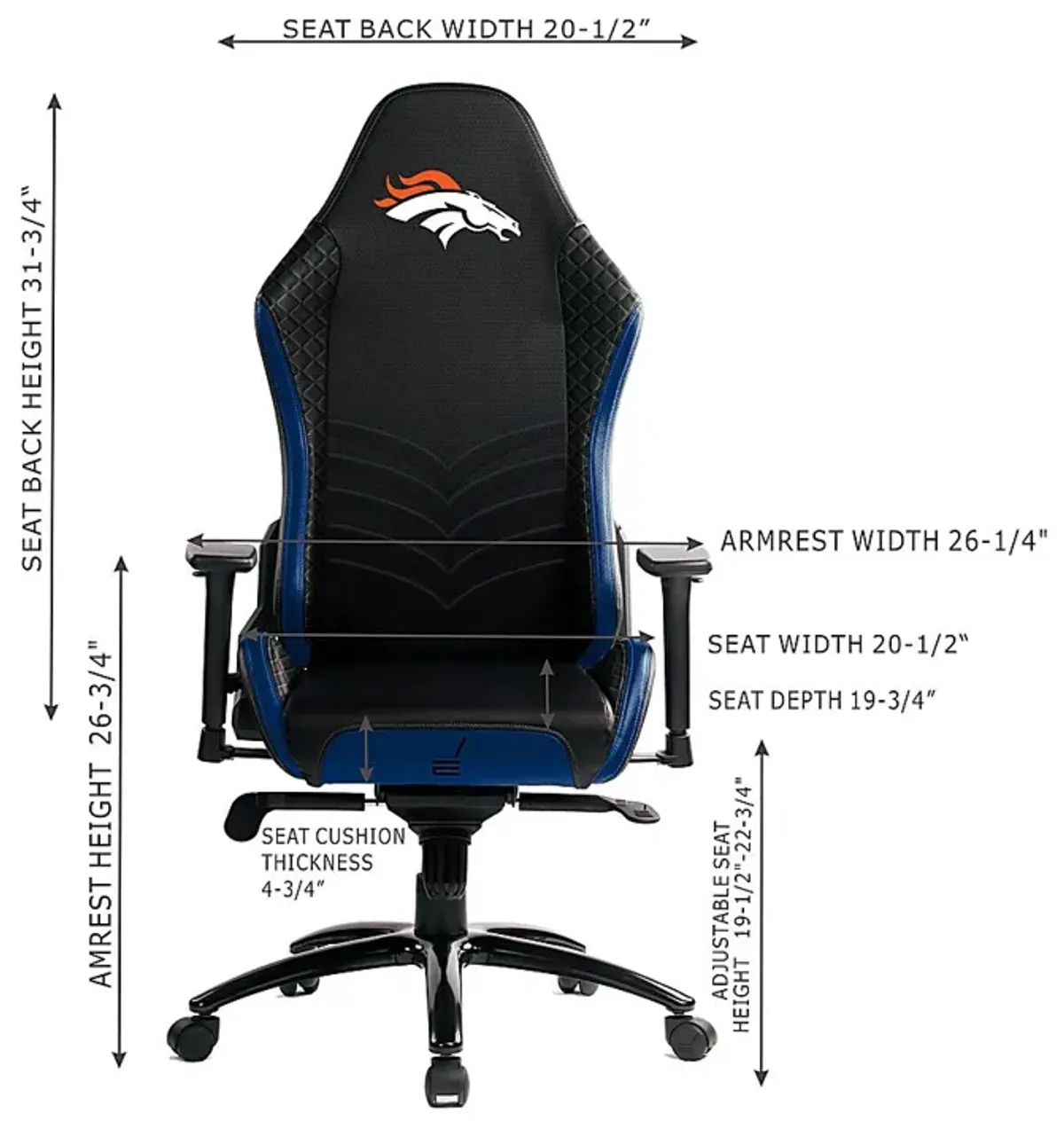 Roguelike NFL Denver Broncos Blue Gaming Chair