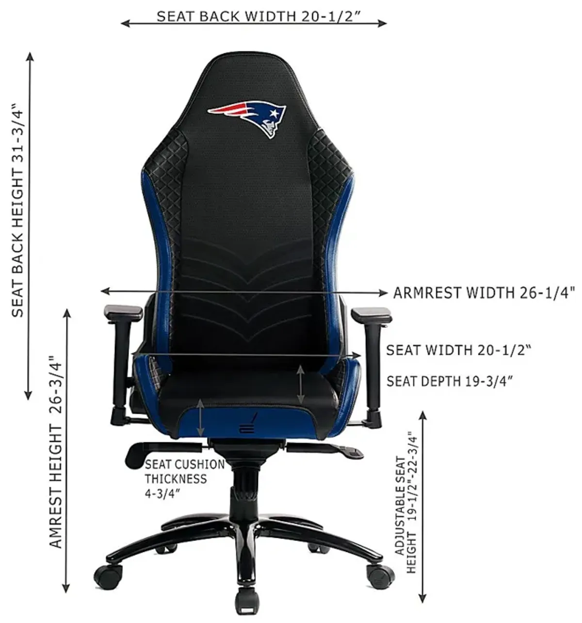 Roguelike NFL New England Patriots Blue Gaming Chair