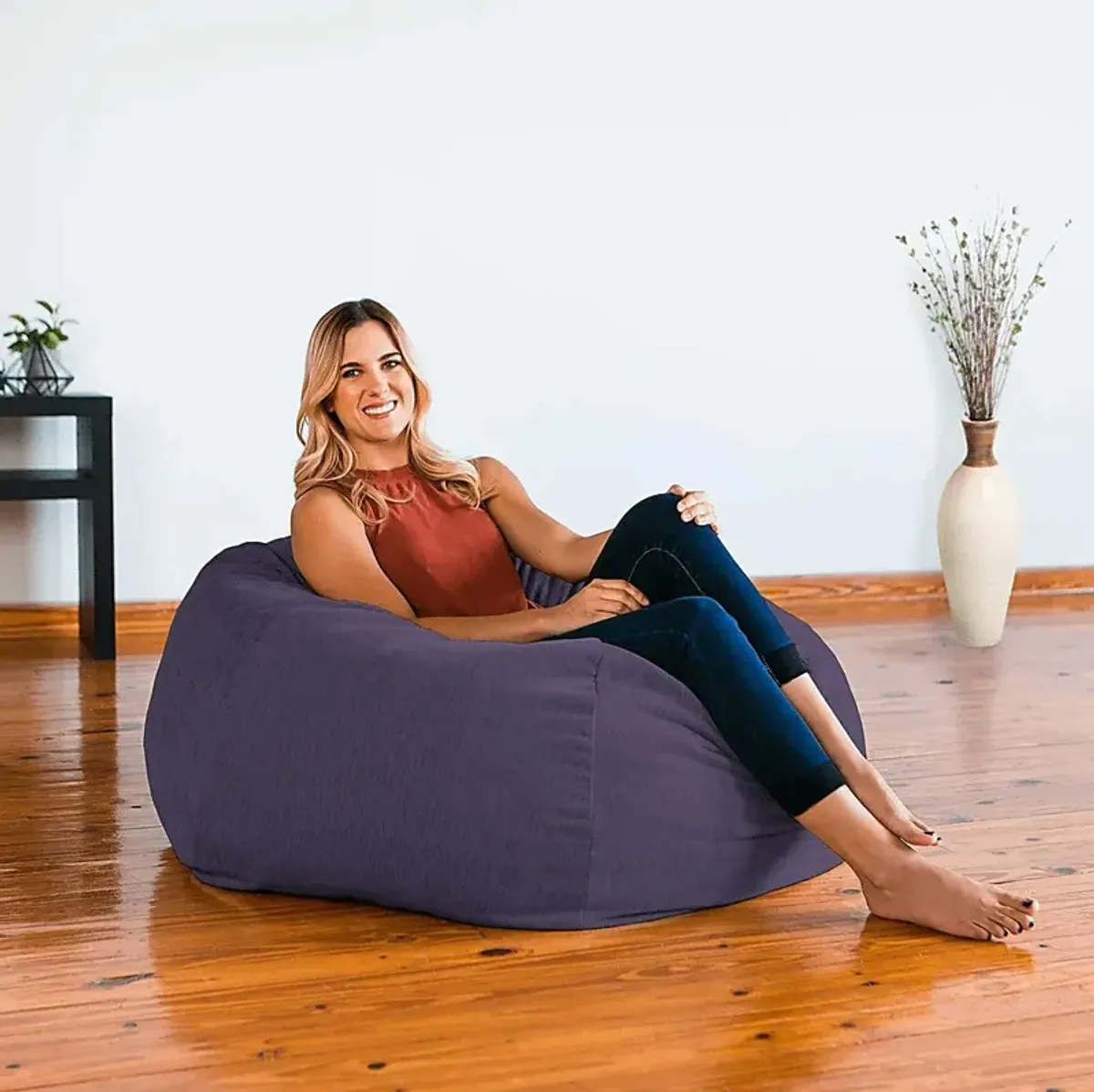 Kids Puffy Nest Purple Bean Bag Chair